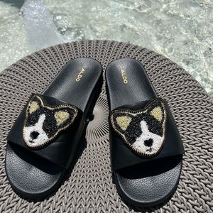 ALDO Grini Dog Patch Pool Slides, Flip Flops size 10 US